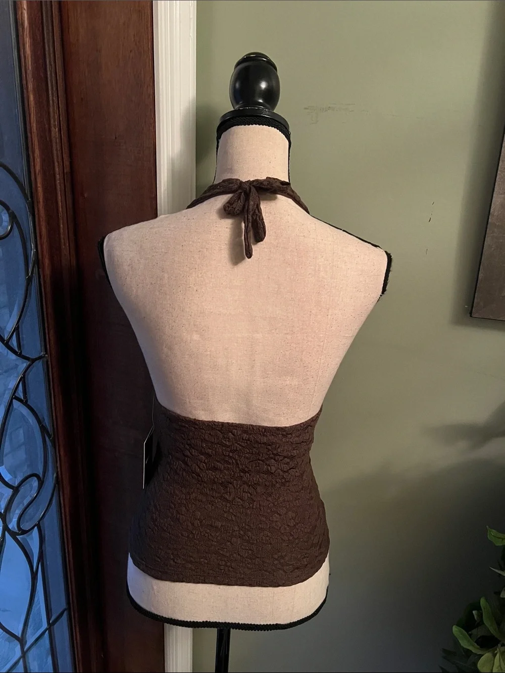 Forever 21 Brown Lace Halter Cami with Bow